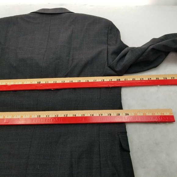 Tommy Hilfiger Grey Sharkskin Windowpane Stretch Classic Fit Suit Coat 40S $450 - Picture 7 of 11